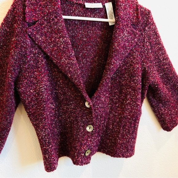 Vintage Y2K Boucle Sweater Jacket with Shell Buttons EUC - Picture 2 of 4
